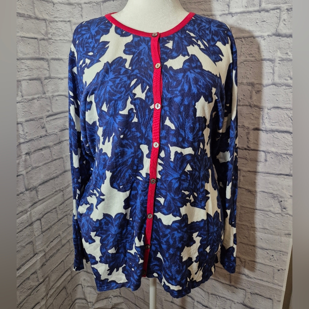 Blue and White Floral Cardigan